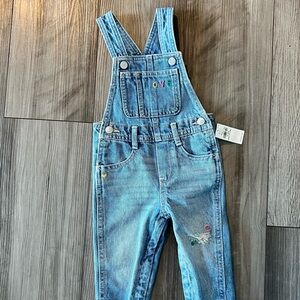 Old Navy Blue Denim Overalls with Embroidery